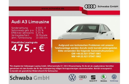 Audi A3 8Y  Limousine 35 TDI advanced S tronic