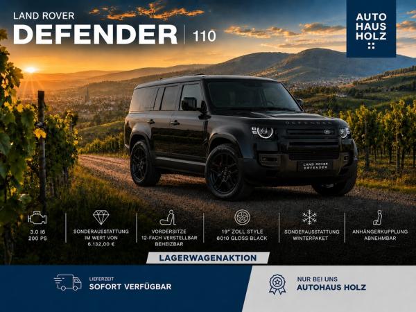 Land Rover Defender NEUWAGENAKTION 110er! 19ZOLL SCHWARZ - SCHWARZ PAKET - 360 KAMERA - SHZ - RESERVESPERR- FAH image
