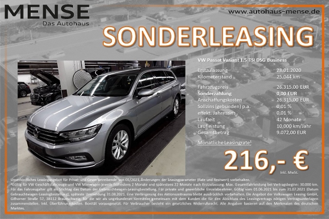 VW Passat B8  Variant 1.5 TSI OPF Business DSG