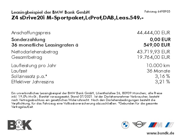 BMW Z4 sDrive20i M-Sportpaket,LcProf,DAB,Leas.549.- image