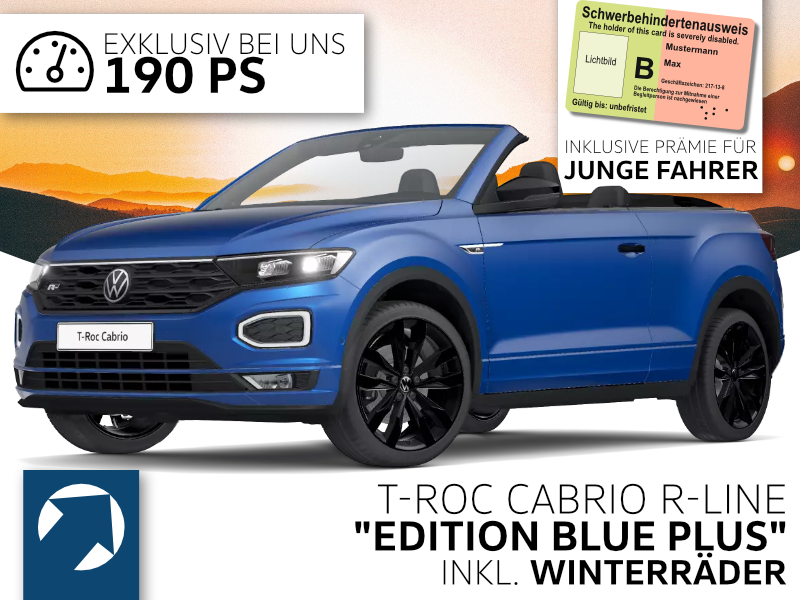 Volkswagen T-Roc Cabrio R-Line +inkl. WR+ "Edition Blue PLUS" 1.5 TSI (190 PS) DSG *Menschen m. Behinderung und U21* image