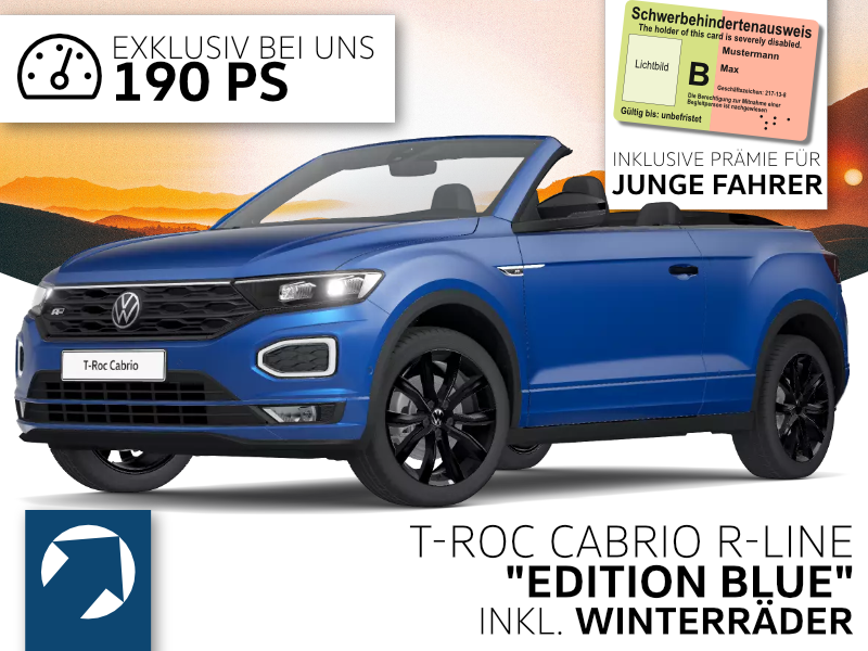 Volkswagen T-Roc Cabrio R-Line +inkl. WR+ "Edition Blue" 1.5 TSI (190 PS) DSG *Menschen m. Behinderung und U21* image